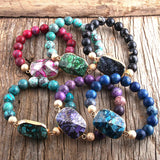 Bohemian 10mm Natural Stone Beaded Bracelet Women Jewelry Gift