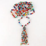 6mm Bohemian Crystal Tassel Necklace for Women