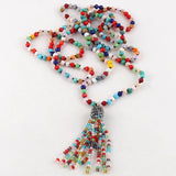 6mm Bohemian Crystal Tassel Necklace for Women