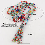 6mm Bohemian Crystal Tassel Necklace for Women