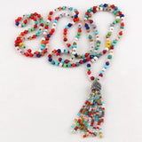 6mm Bohemian Crystal Tassel Necklace for Women