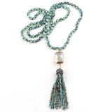 Bohemian Glass Tassel Necklace for Women