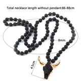 Bohemian Amazonite Stone Horn Pendant Necklace for Women
