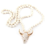 Bohemian Amazonite Stone Horn Pendant Necklace for Women
