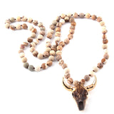 Bohemian Amazonite Stone Horn Pendant Necklace for Women