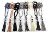 Boho Crystal Glass Tassel Long Necklace