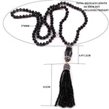 Boho Crystal Glass Tassel Long Necklace