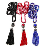 Boho Glass Crystal Tassel Necklace Handmade Ethnic Jewelry