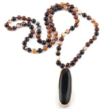 Agate Stone Pendant Necklace Ethnic Boho Jewelry