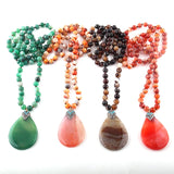 Bohemian Agat Stone Pendant Necklace Ethnic Jewelry