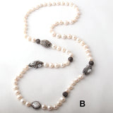 Boho Pearl Beads Knotted Necklace Handmade Freshwater Pearl Jewellery