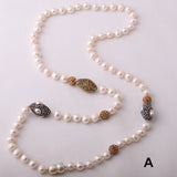 Boho Pearl Beads Knotted Necklace Handmade Freshwater Pearl Jewellery