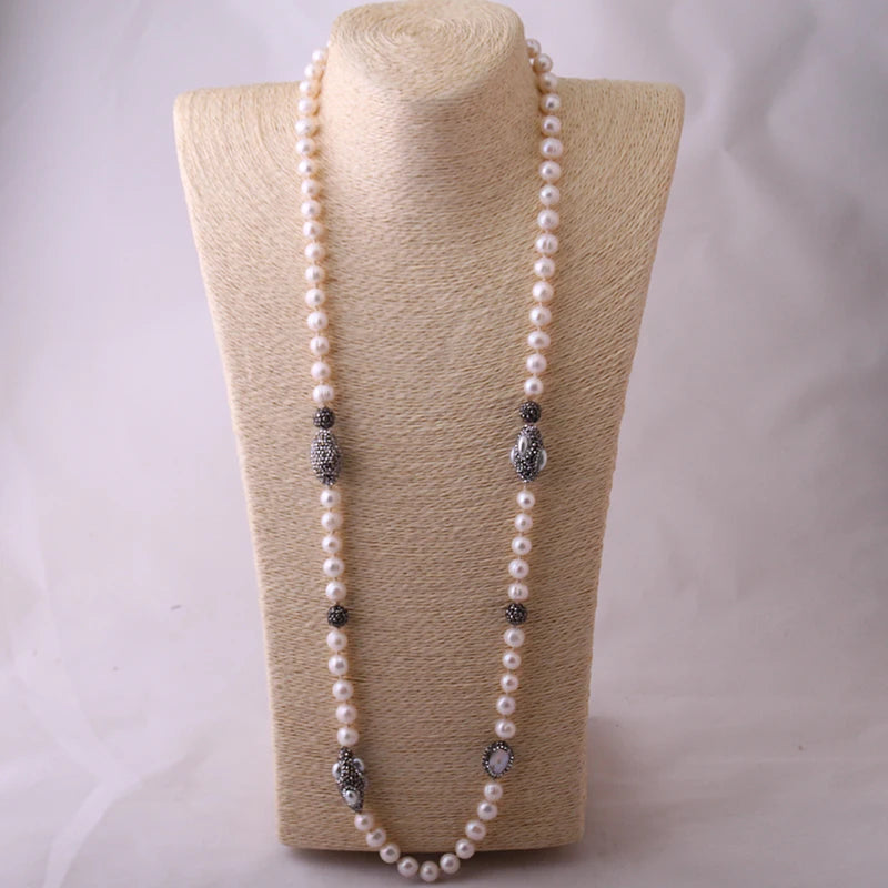 Boho Pearl Beads Knotted Necklace Handmade Freshwater Pearl Jewellery