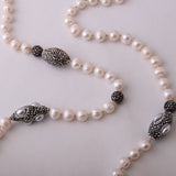 Boho Pearl Beads Knotted Necklace Handmade Freshwater Pearl Jewellery