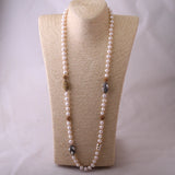 Boho Pearl Beads Knotted Necklace Handmade Freshwater Pearl Jewellery