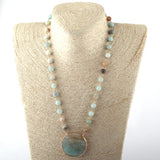 Bohemian Stone Rosary Chain Necklace Set