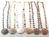 Bohemian Stone Rosary Chain Necklace Set