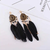 Bohemian Tassel Feather Enamel Clip Earrings for Women