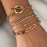 Boho Multi-layer Bracelet Golden Star Moon Crystal Charm Women Jewelry