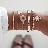 Boho Multi-layer Bracelet Golden Star Moon Crystal Charm Women Jewelry