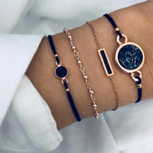 Boho Multi-layer Bracelet Golden Star Moon Crystal Charm Women Jewelry