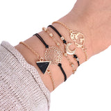 Boho Multi-layer Bracelet Golden Star Moon Crystal Charm Women Jewelry