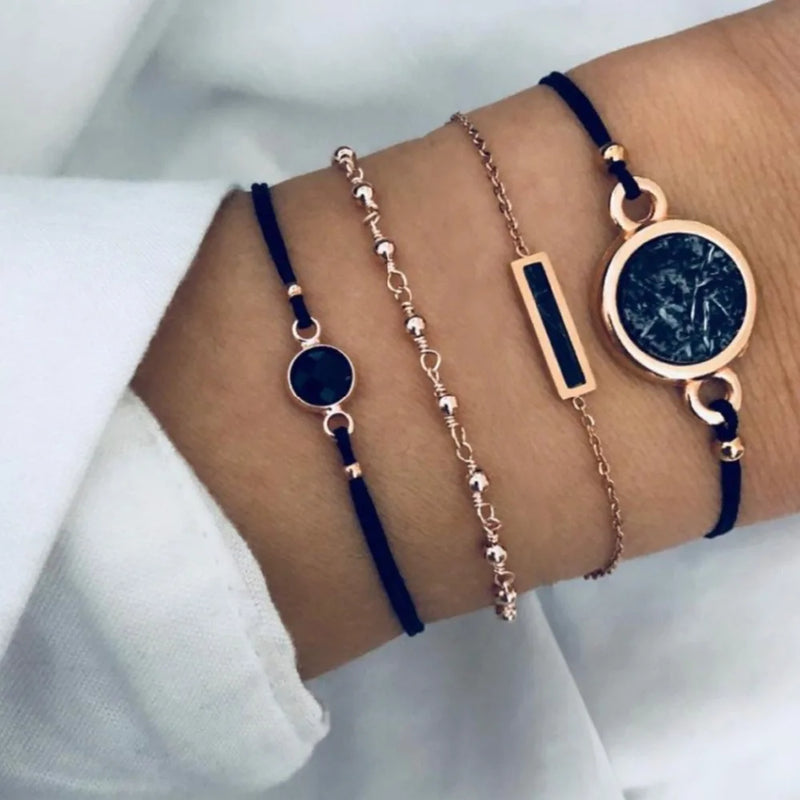 Boho Multi-layer Bracelet Golden Star Moon Crystal Charm Women Jewelry