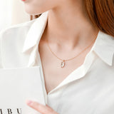 Boho Leaf Pearl Zircon Pendant Silver Necklace