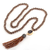Bohemian Tribal Jewelry Glass Druzy Tassel Necklace 24