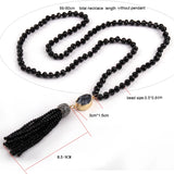 Bohemian Tribal Jewelry Glass Druzy Tassel Necklace 24