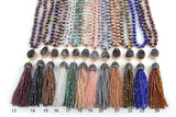 Bohemian Tribal Jewelry Glass Druzy Tassel Necklace 24