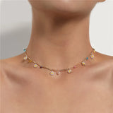 Bohemian Women Evil Eye Cross Daisy Pendant Necklace