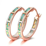 Boho 925 Silver Hoop Earrings Fire Opal Ear Hooks