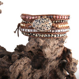 Boho Beaded Wrap Bracelet Mixed Stones & Crystal Charm Gift