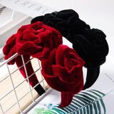 Boho Rose Red Velvet Headband Girl Hair Accessory
