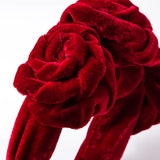 Boho Rose Red Velvet Headband Girl Hair Accessory