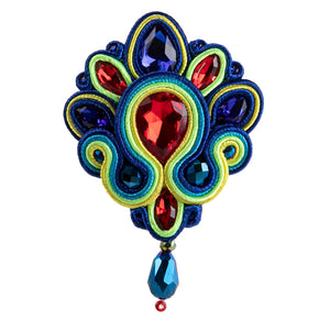 Boho Brooch Women Soutache Rhinestones Jewelry Multicolor Corsage Lapel