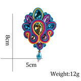 Boho Brooch Women Soutache Rhinestones Jewelry Multicolor Corsage Lapel