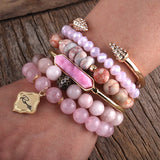 Boho Druza Bangle Bracelets Set 6pc Stack Bracelet