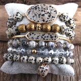 Boho Druza Bangle Bracelets Set 6pc Stack Bracelet