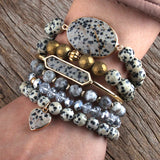 Boho Druza Bangle Bracelets Set 6pc Stack Bracelet