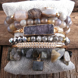 Boho Druza Bangle Bracelets Set 6pc Stack Bracelet
