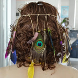Boho Feather Headband Peacock Feather Turban Hairband