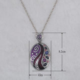 Boho Vintage Pendant Necklace Enamel Rhinestone Charm Jewelry