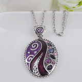 Boho Vintage Pendant Necklace Enamel Rhinestone Charm Jewelry