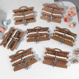 Boho Stone Beaded Bracelet Set Feather Life Tree Charm Bracelets Agat Bangle