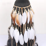 Boho Feather Headband Beads Headdress Hair Accessories