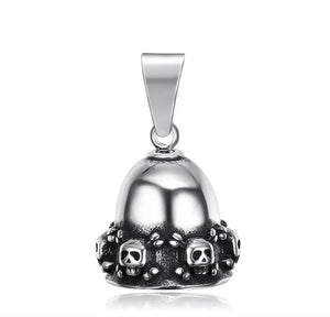 Skull Bell Pendant Stainless Steel Jewelry Skeleton Skull Biker Men Pendant