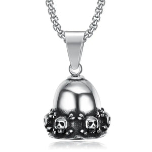 Skull Bell Pendant Stainless Steel Jewelry Skeleton Skull Biker Men Pendant