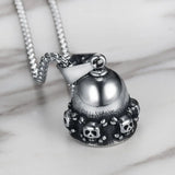 Skull Bell Pendant Stainless Steel Jewelry Skeleton Skull Biker Men Pendant